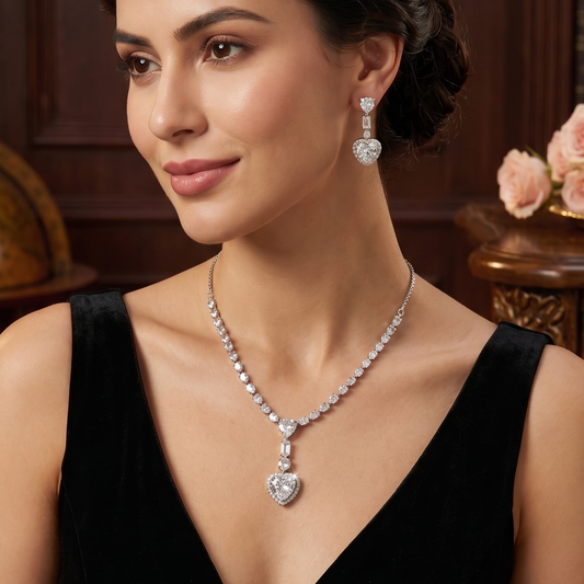 Crystal Heart Necklace Set