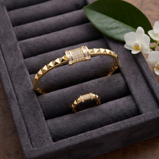 Luxe Pyramid Bracelet & Ring Set