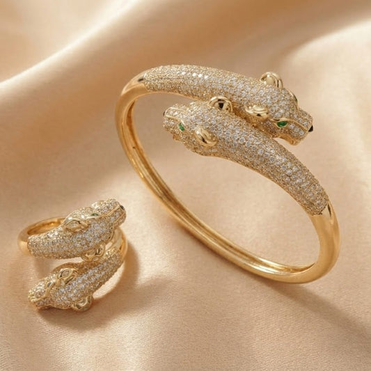 Jaguar Luxe Crystal Bangle & Ring Set
