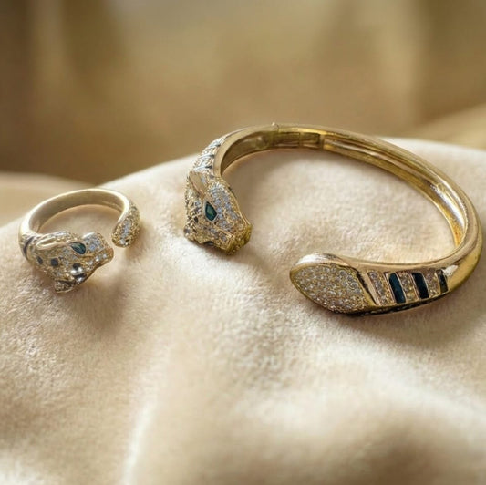 Jaguar Glow Crystal Bangle & Ring Set
