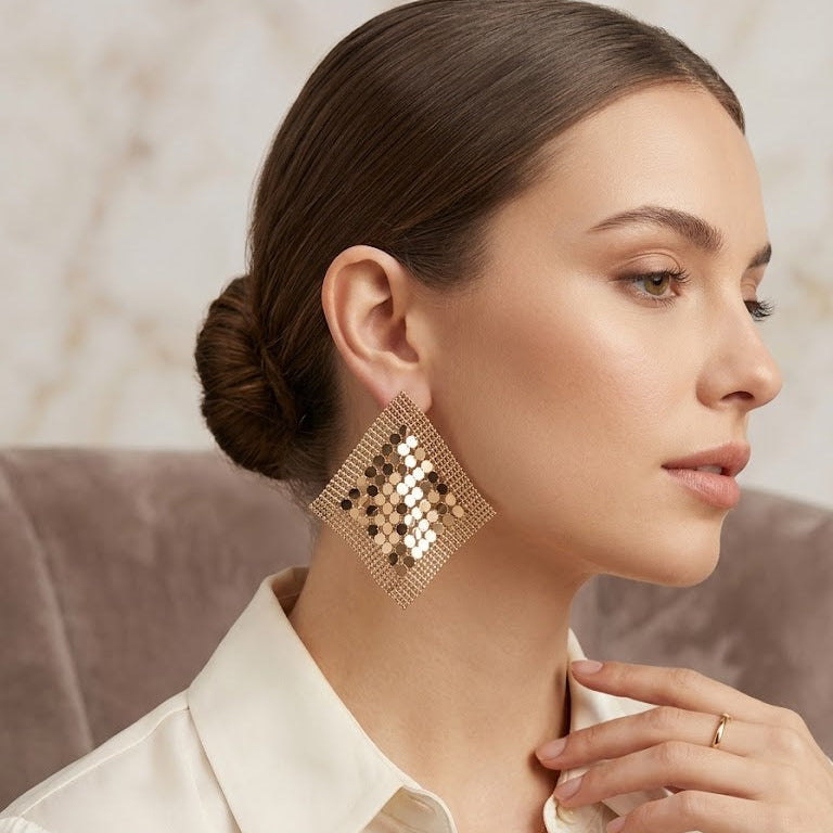 Gold Mesh Earrings