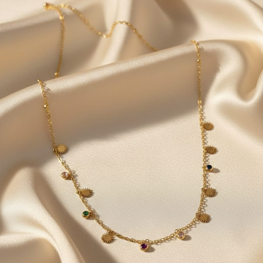 Sun & Gem Charm Chain