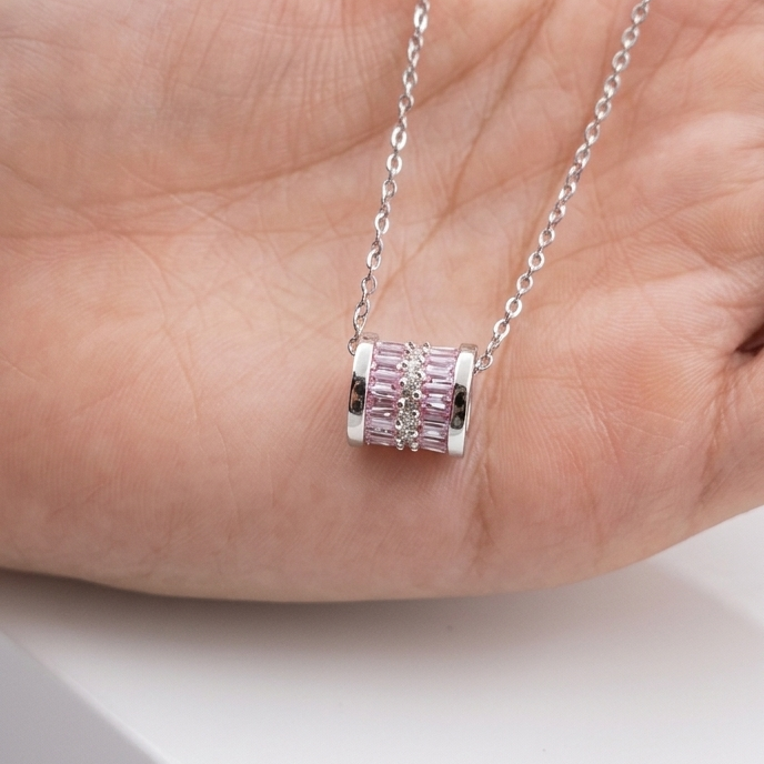Blush Barrel Crystal Neckchain