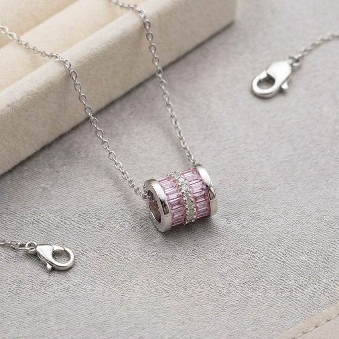 Blush Barrel Crystal Neckchain
