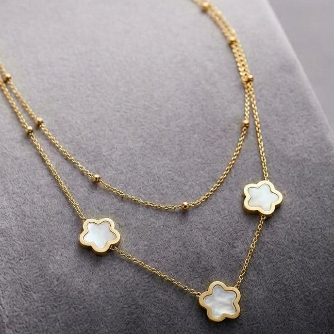 Clover Pearl Layered Neckchain