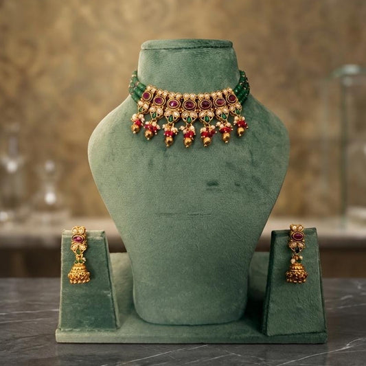 Emerald Rani Kundan Set