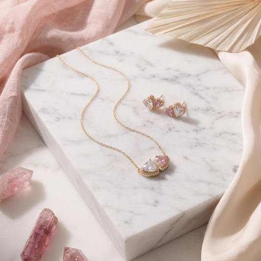 Blush Duet Heart Pendant Set