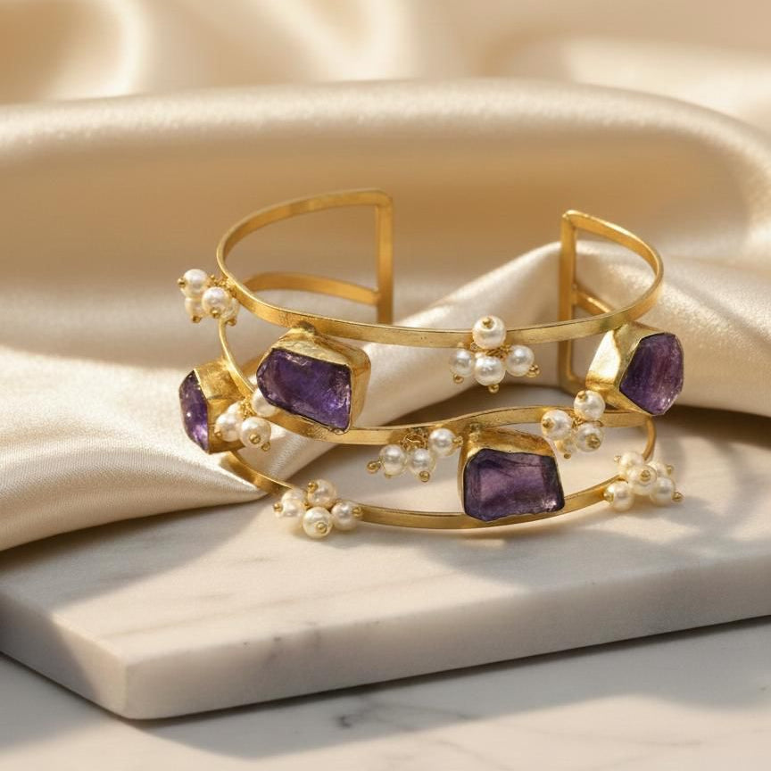 Amethyst Pearl Cuff