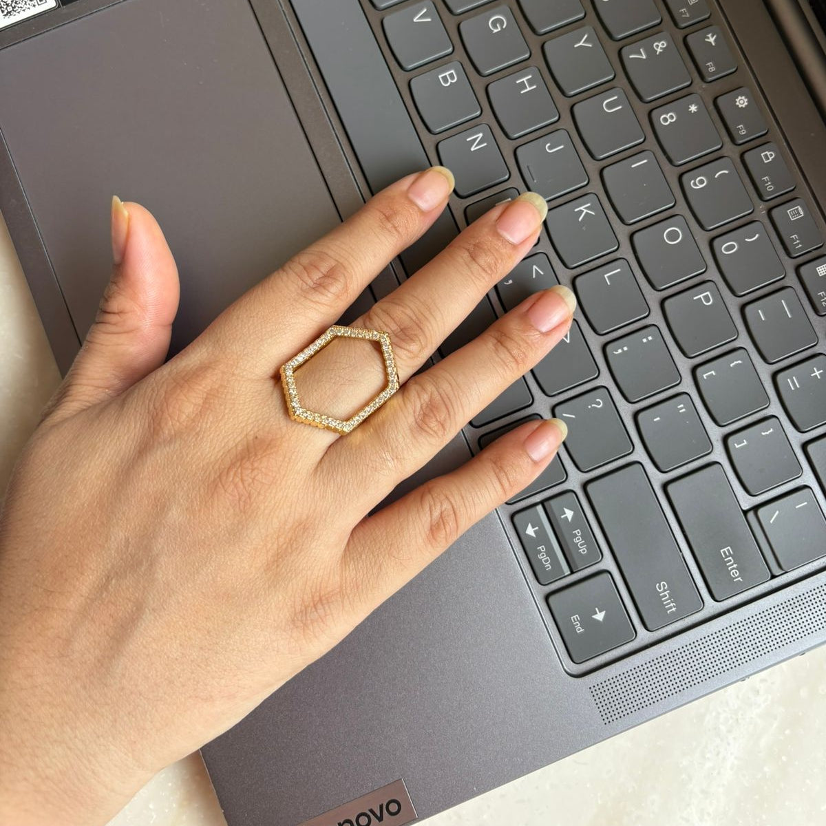 Trinity Hexa Sparkle Ring