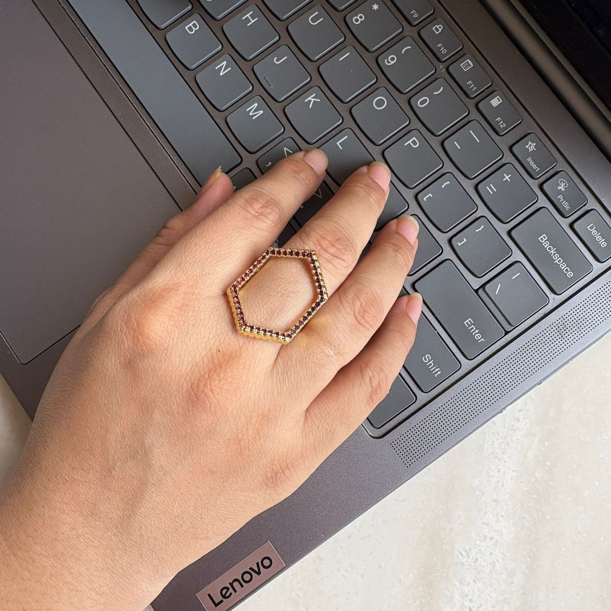 Trinity Hexa Sparkle Ring
