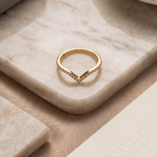 Golden V Sparkle Ring