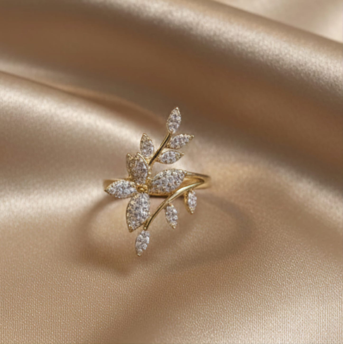 Crystal Bloom Branch Ring