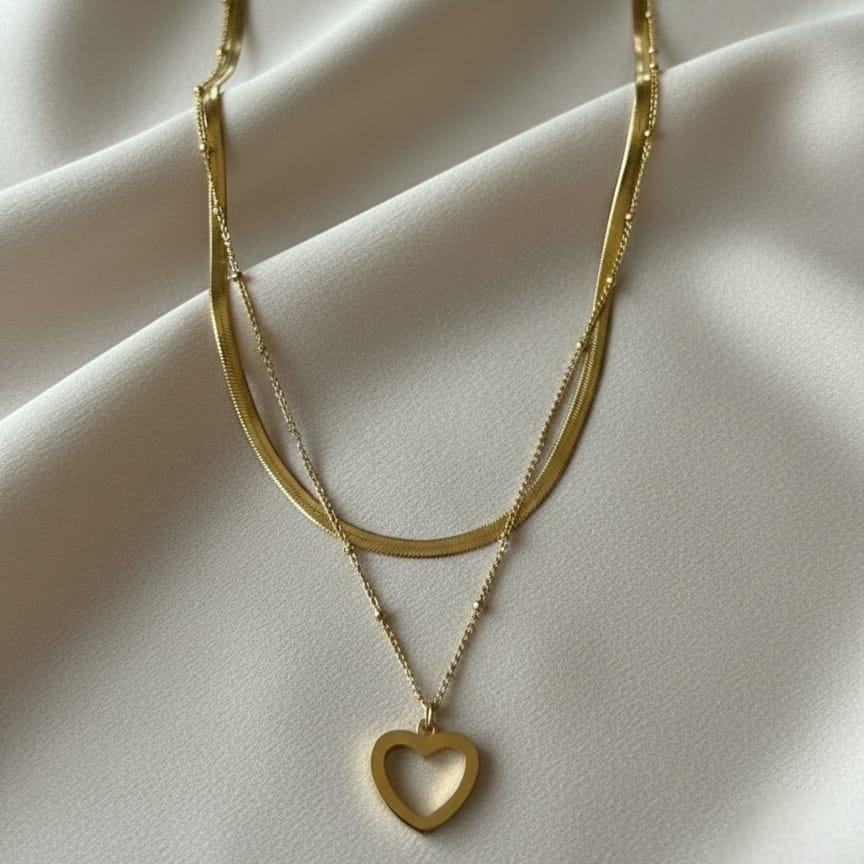 Layered Heart Pendant Necklace