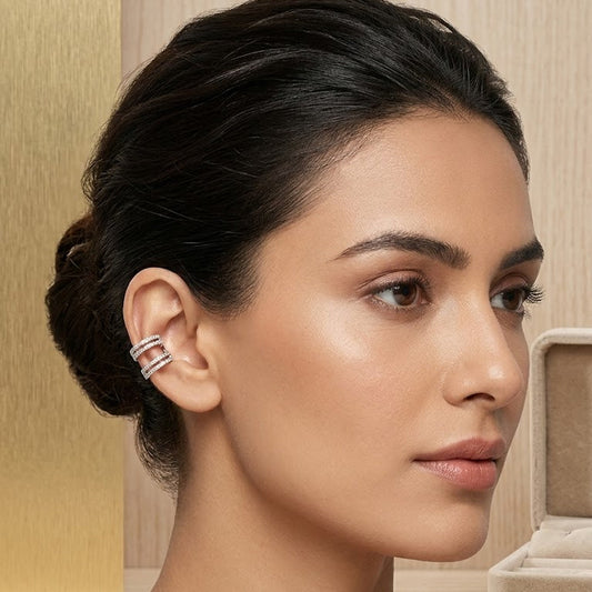 Double Crystal Band Ear Cuff