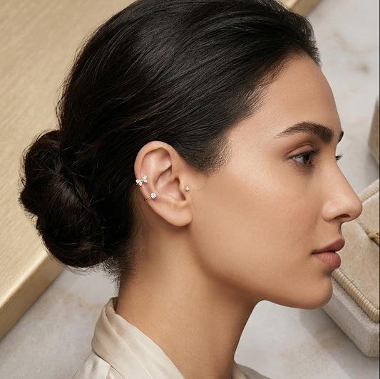 Sparkling Crystal Stud Earcuff