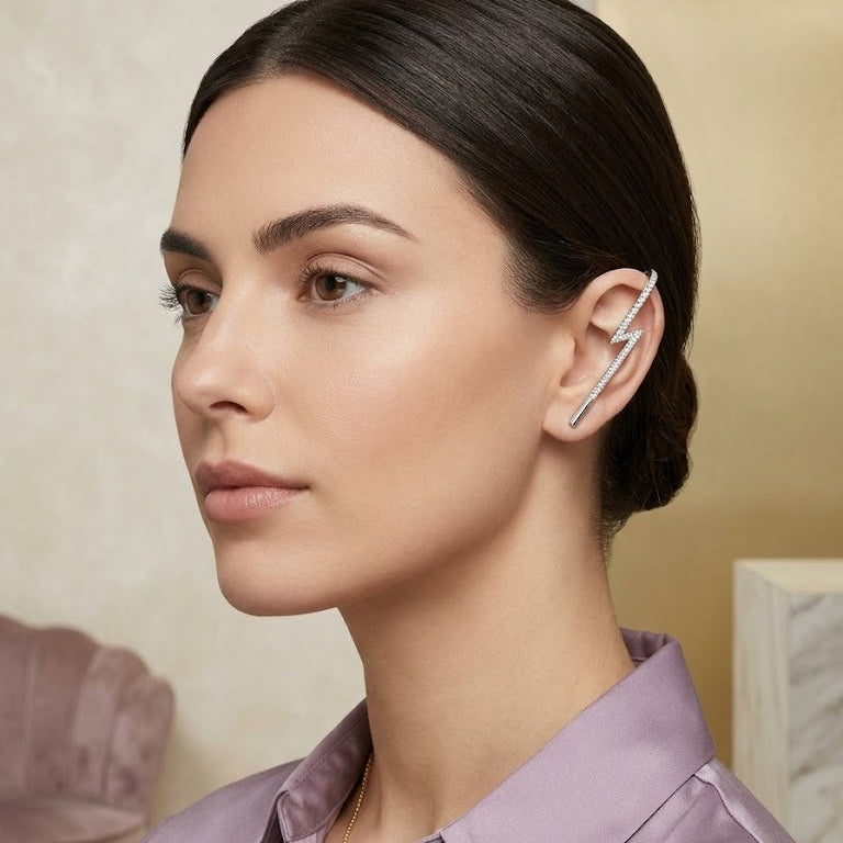 Lightning Bolt Ear Cuff and Stud