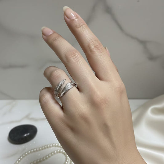 Silver Leaf Wrap Ring
