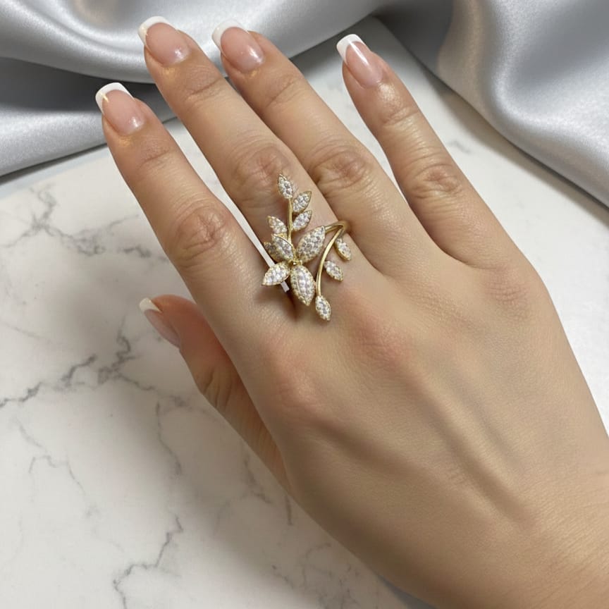 Crystal Bloom Branch Ring