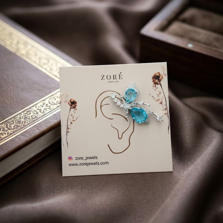 Aurora Blue Butterfly Ear Cuff