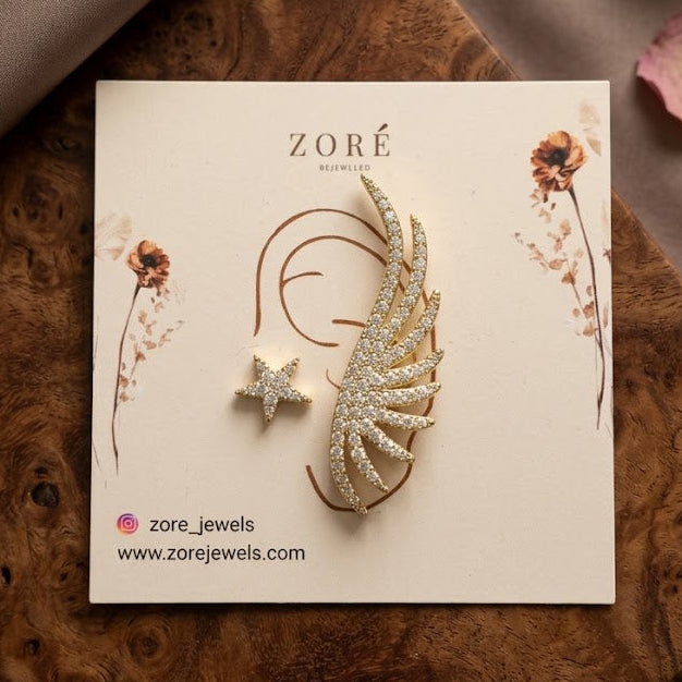 Rhinestone Winged Ear Cuff
