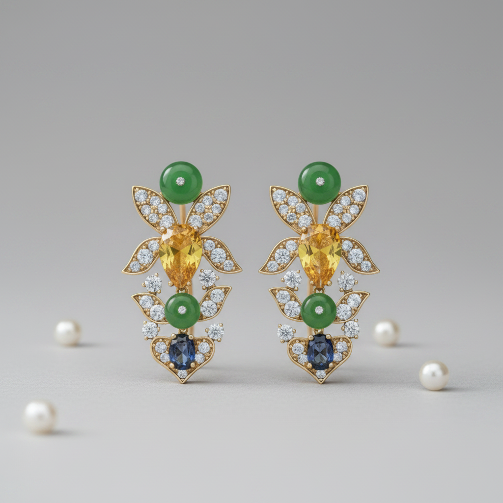 Amber Petal Festive Drop Earrings