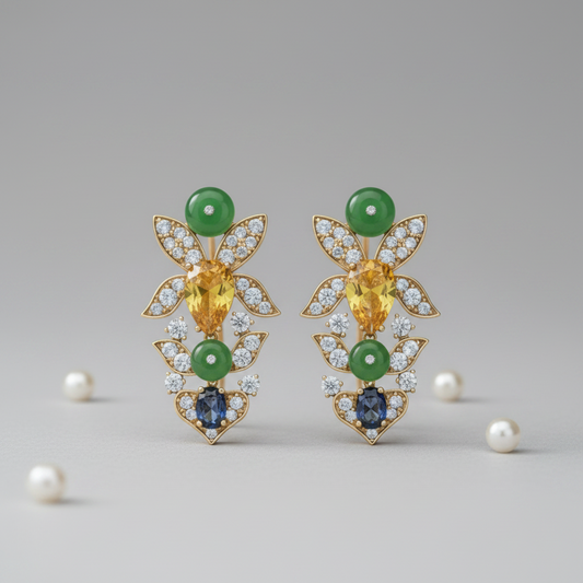 Amber Petal Festive Drop Earrings
