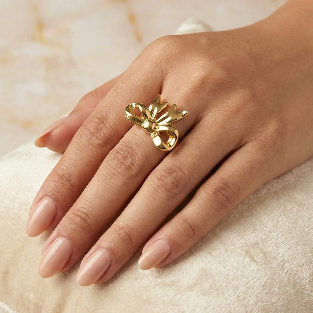 Golden Bow Statement Ring
