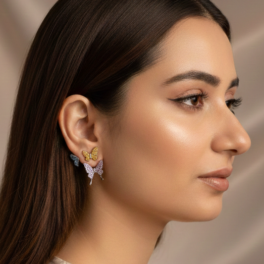 Butterfly Spark Asymmetrical Earrings