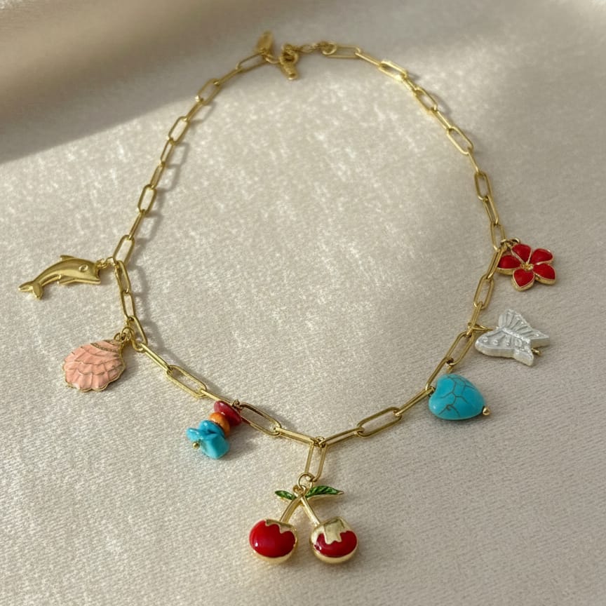 Cherry Pop Multi-Charm Necklace