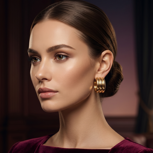 Gold-toned Ribbed Studs