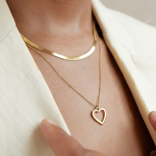 Layered Heart Pendant Necklace