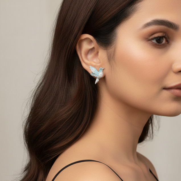 Crystal Dove Stud Earrings