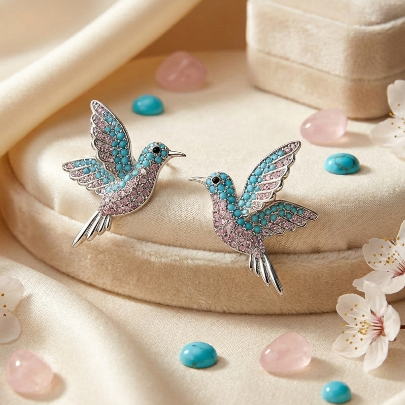 Crystal Dove Stud Earrings