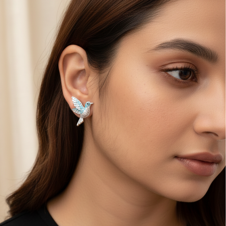 Crystal Dove Stud Earrings