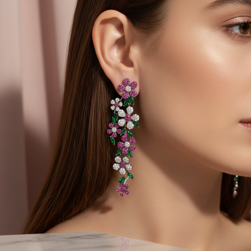 Floral Vine Luxury Drop Earrings