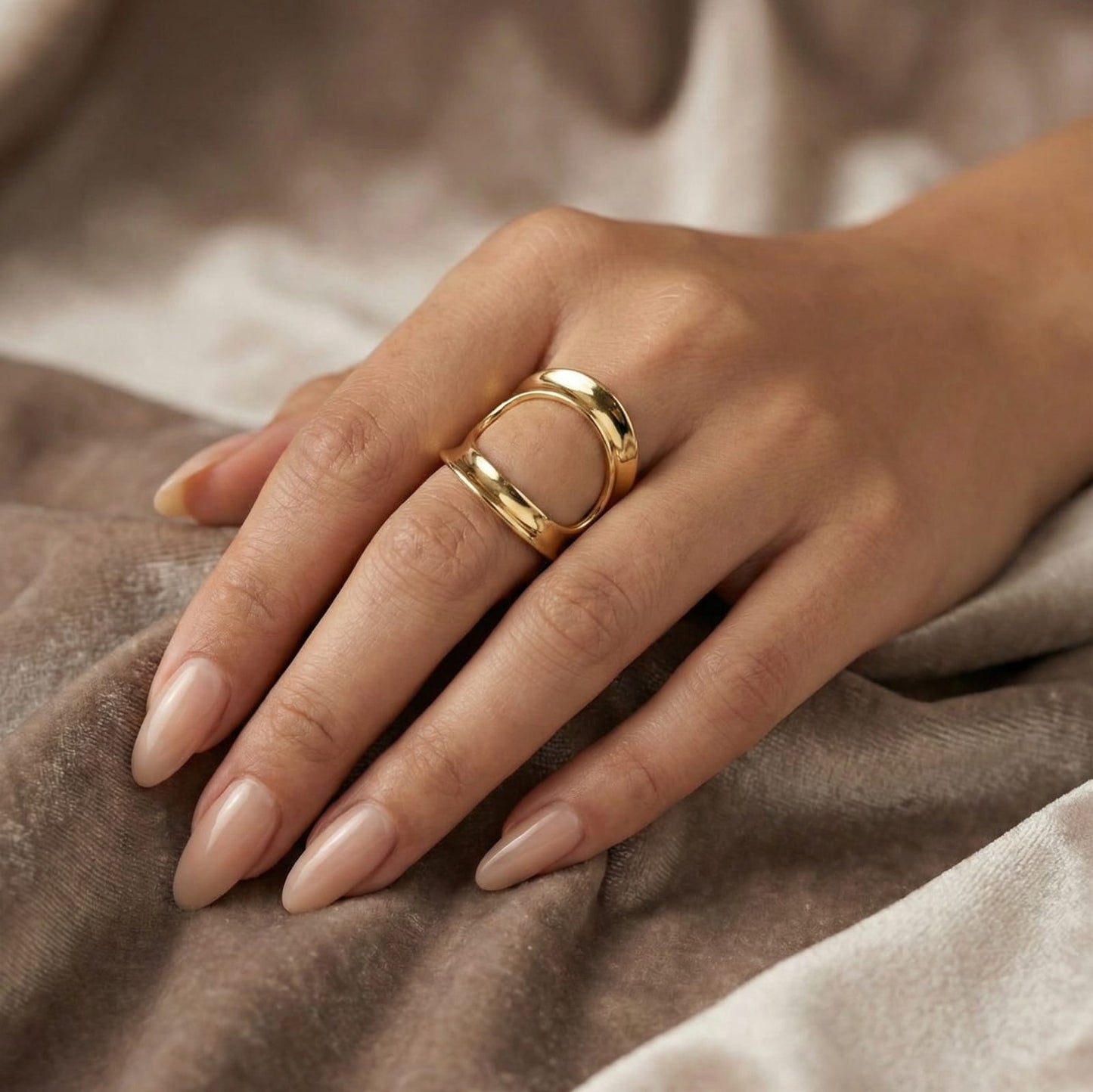 Golden Sculpted Statement Ring