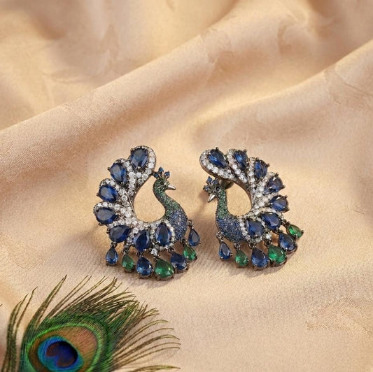 Regal Peacock Statement Earrings