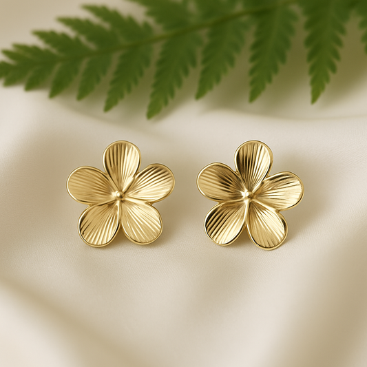 Textured Petal Floral Studs